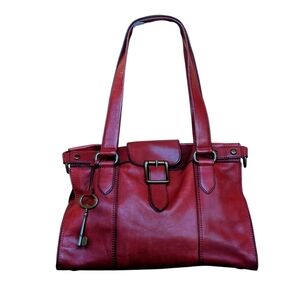 Fossil Vintage Heirloom Revival Brick Red Leather Satchel